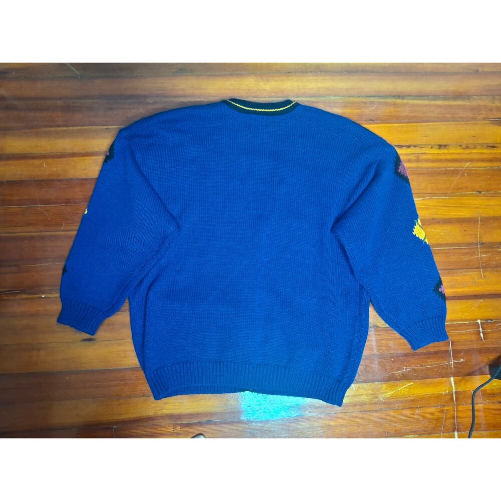 Vintage Leslie Fay Knit Cardigan Sweater (late 1980s-early 1990s), Navy Blue, XL - Picture 3 of 5